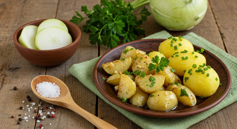 Kohlrabi richtig schneiden und zubereiten – frisches Gemüse auf einem Holzbrett