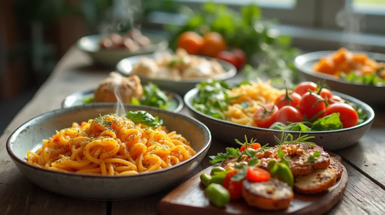 Hausgemachtes Mittagessen mit frischen Zutaten – leckere Rezepte für jeden Tag